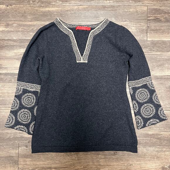 Krimson Klover 100% Merino Wool Sweater Nordic Sleeve V-Neck Boho M/L Cabincore - Picture 2 of 8